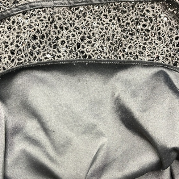 KAY UNGER Honeycomb Lace V-Neck Sequined Elbow Keyhole Back Grey Party Dress 18W - Picture 9 of 16